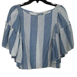 American Eagle Outfitters Top Cropped Blue & White  S